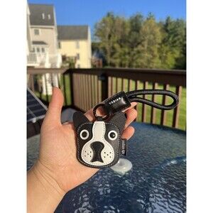 Cute Boston Terrier Puppy Dog Faux leather Keychain & Bag Charm NEW